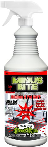 Minus Bite all natural ant spray, safe and highly effective